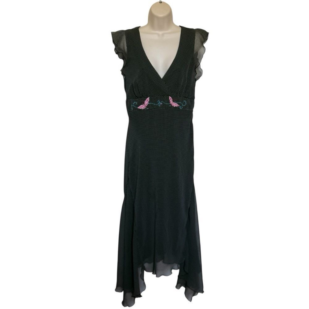 Vintage Jonathan Martin Studio Polka Dot Asymmetrical Hem Butterfly Dress Sz 14